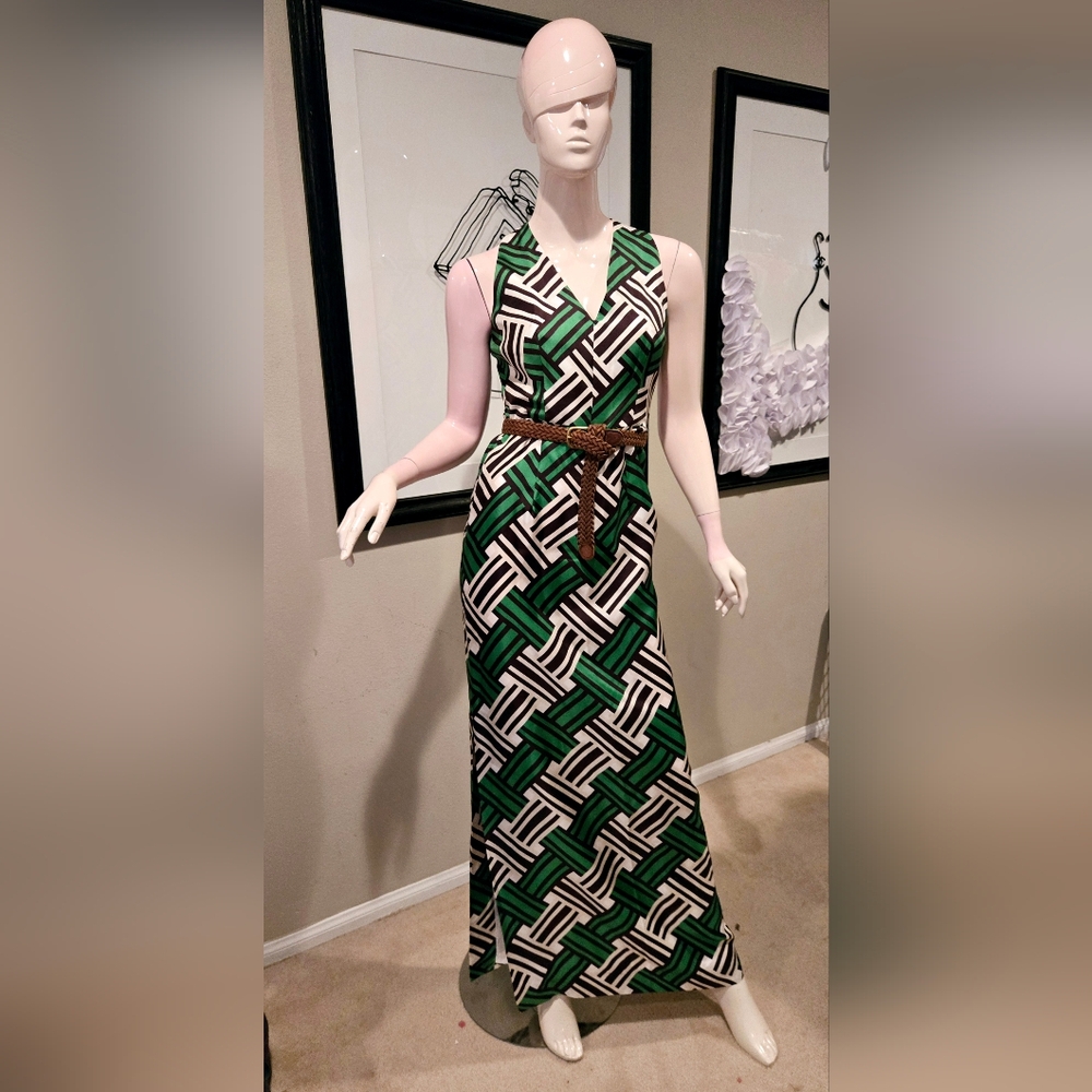 Vintage MILLY Michelle Smith Long Silk Maxi Dress 1940's Inspired Silk Halter Dr